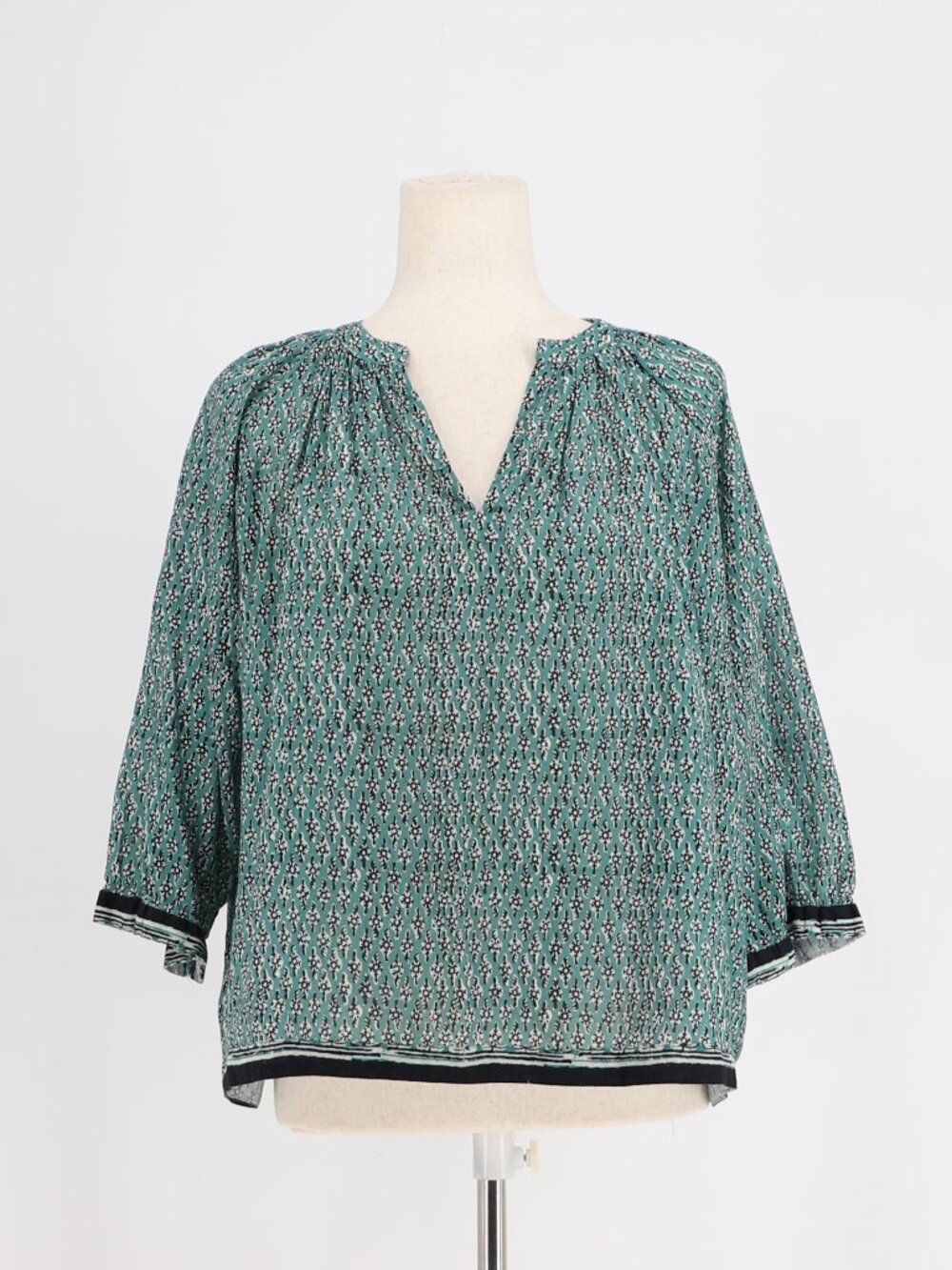 M.A.B.E Cotton Mari Print Top in Green Size M